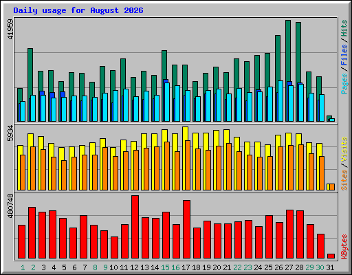 Daily usage for August 2026