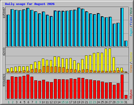 Daily usage for August 2026